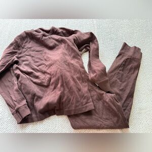 Leveret Boys Brown long sleeve tee & brown joggers cotton